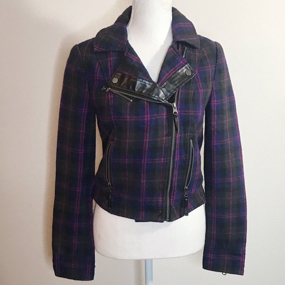 Jack bb Dakota Purple leather detail moto‎ jacket